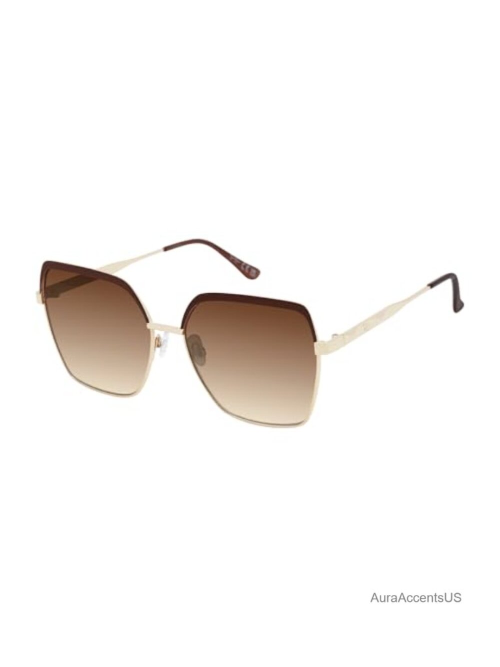 Oversized Square Sunglasses with Metal Chain Temples & UV Protection